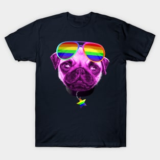 Gay Pride Pug LGBT Dog Sunglasses T-Shirt